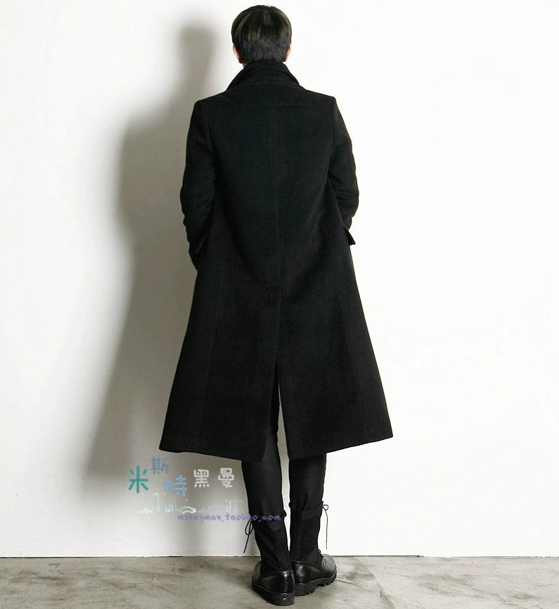 Homemade 18-winter Korean slim double-breasted double-lapel overcoat, woolen overcoat, long British trench coat.     S-6XL!! GONZALES ONLINE SHOP