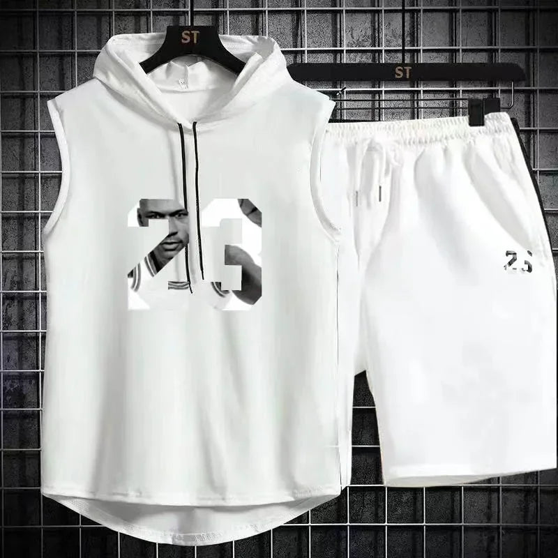 New Summer Men's Two Piece Set Casual T-Shirt and Shorts Set Men Women Sports Suit Fashion Short Sleeve Tracksuit Hooded T-shirt GONZALES ONLINE SHOP