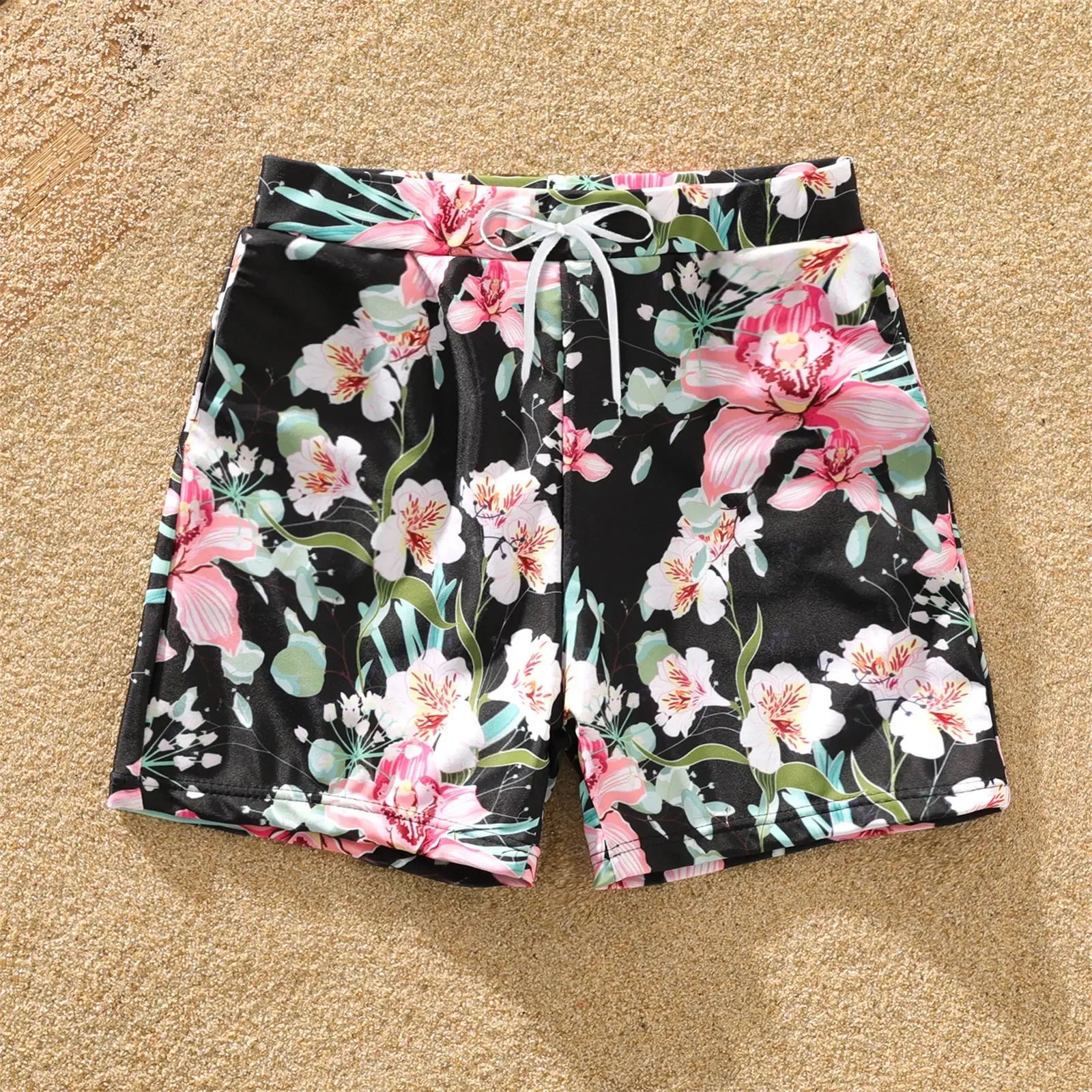 PatPat Family Matching Allover Floral Print Swim Trunks Shorts and Ruffle-sleeve Belted One-Piece Swimsuit Suitable for Summer GONZALES ONLINE SHOP