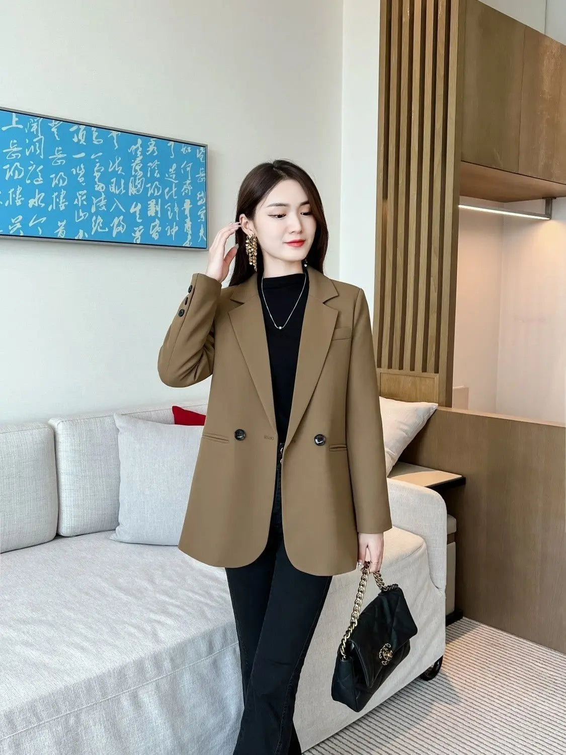 2024 Womens Blazers Autumn Winter Warm Blazer Suits Elegance Slim Suit Coat Office Lady Chic Blazers Jacket Ladies Outwear Tops GONZALES ONLINE SHOP