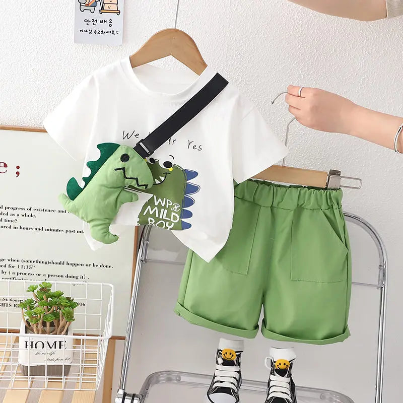 Summer Casual Newborn Baby Boys Toddler Big Dinosaure Short Sleeve Tops Pants 2Pcs/set Cotton Kids Outfits Clothing GONZALES ONLINE SHOP