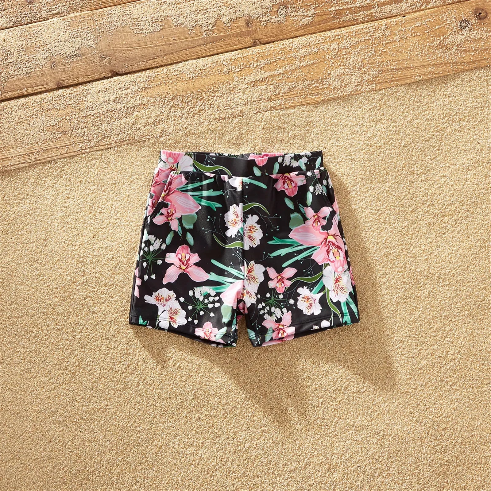 PatPat Family Matching Allover Floral Print Swim Trunks Shorts and Ruffle-sleeve Belted One-Piece Swimsuit Suitable for Summer GONZALES ONLINE SHOP