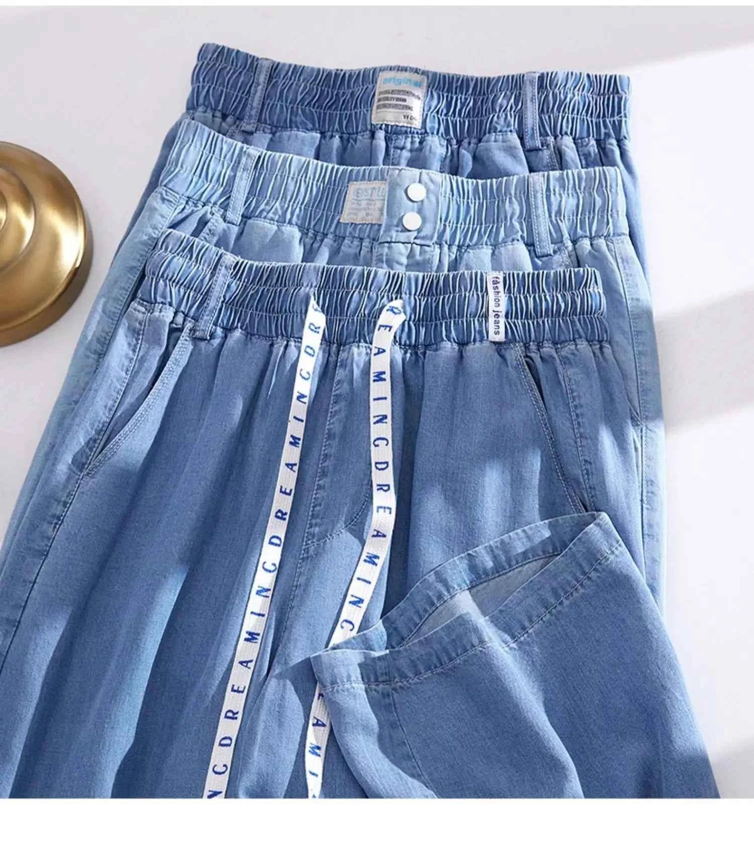 High Waist Straight Leg Denim Jeans Ice Silk Yoga jeans Summer Thin Wide Leg Pants Women's Fashion Comfortable Fit Jeans