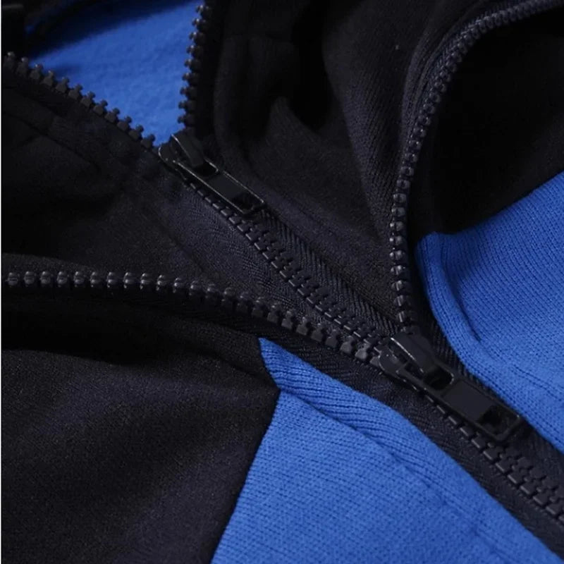 Men Tracksuit Double Zipper Two Pieces Set Mens Sportswear Male Jacket Hoodie and Pants Sweatsuit Hoodies+Pants GONZALES ONLINE SHOP