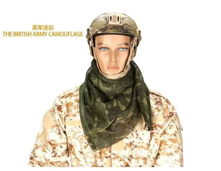 Camouflage Netting Scarf Sniper Veil Camo Mesh Face Scarf Veil Shemagh Head Wrap for Outdoor Camping Hiking Hunting Scarves
