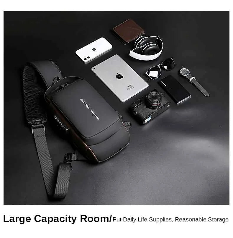 New Brand Designer Men Crossbody Bag PU Leather Classic Anti-Theft Shoulder Bag Chest Bag Multifunctional for Men