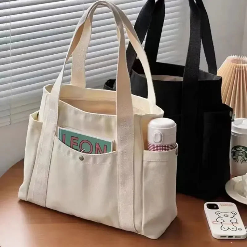 Large Capacity Tote Canvas Bag for Work Outgoing High Appearance Commuting Versatile Art Student Clothing Book Shoulder Bag Bag GONZALES ONLINE SHOP