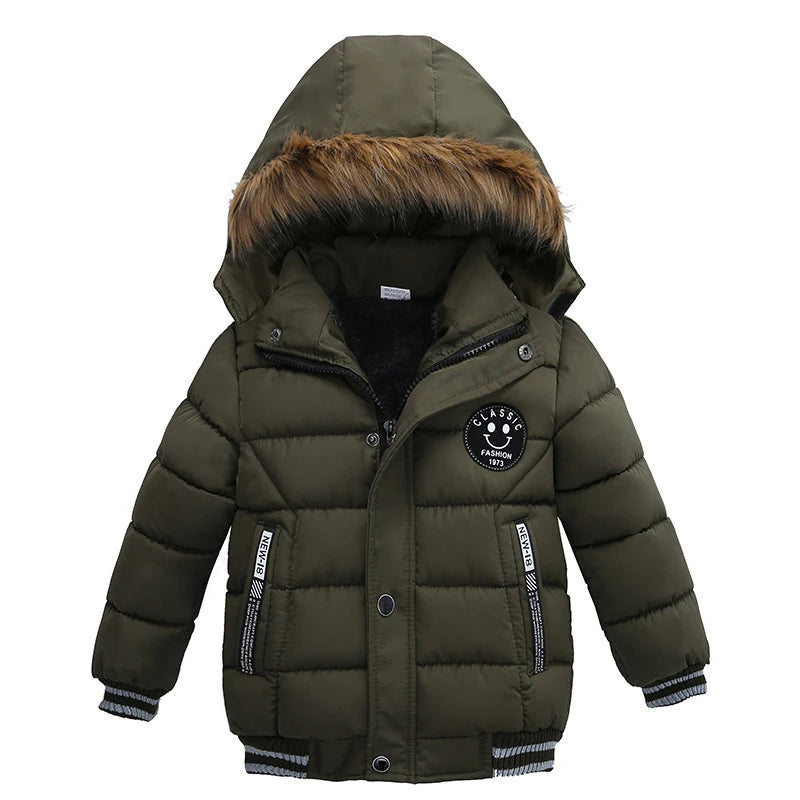 1 2 3 4 5 Years Winter Baby Boys Jacket Classic Keep Warm Fashion Girls Coat Hooded Zipper Outerwear Birthday Gift Kids Clothes GONZALES ONLINE SHOP