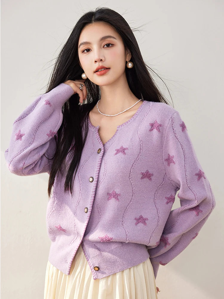 Fashion Elegant Knitted Cardigan Women Autumn And Winter Chic Sweet Sweater Cardigan V-neck Short Coat GONZALES ONLINE SHOP