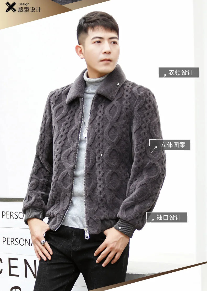 Sheep Fleece Jacket Men's Winter Coat Short Lapel Particle Wool Fur Coats and Jackets for Men Composite Fur Integrated Clothes F GONZALES ONLINE SHOP