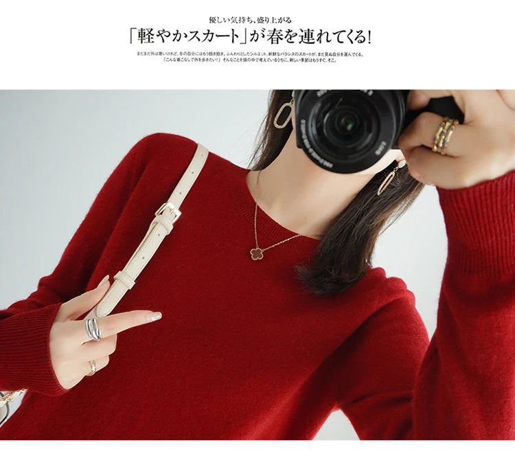 Autumn And Winter Cashmere Sweater Women's Crew Neck Pullover Casual Knitted Top Women's Short Undercoat Fashion 18 Colors GONZALES ONLINE SHOP