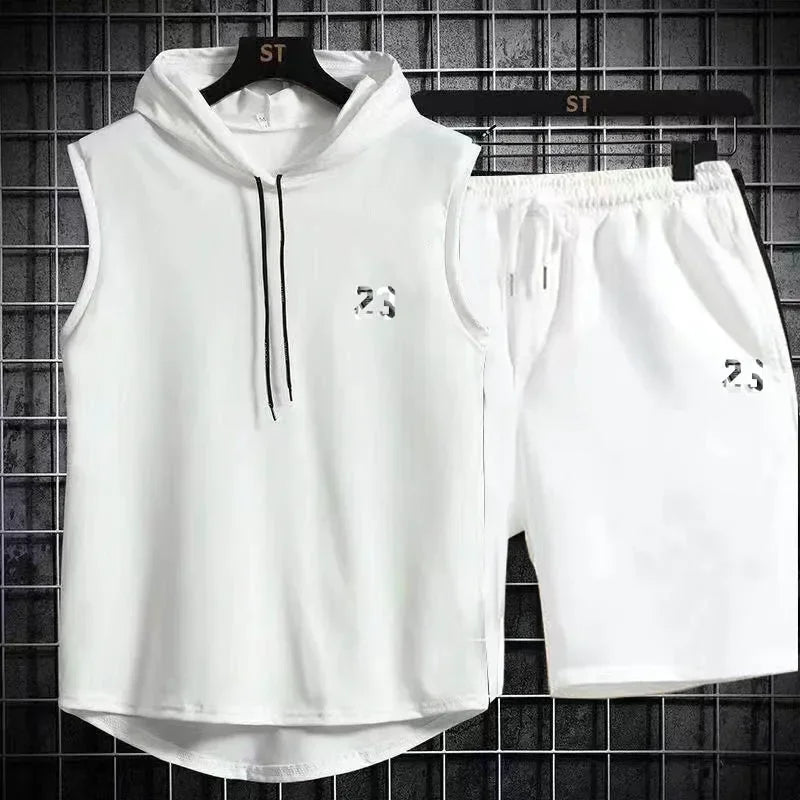 New Summer Men's Two Piece Set Casual T-Shirt and Shorts Set Men Women Sports Suit Fashion Short Sleeve Tracksuit Hooded T-shirt GONZALES ONLINE SHOP