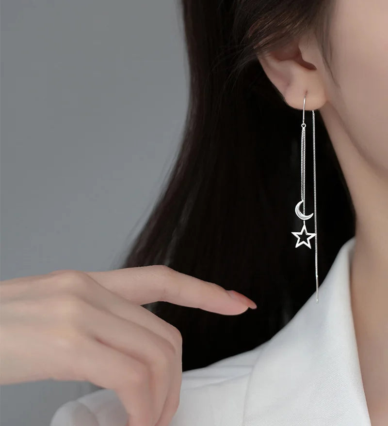 New Fashion korean earrings for Women luxurious Chain Tassel Drop Earrings Retro Silver Color Hanging earrings 2022 trend Jewelr GONZALES ONLINE SHOP