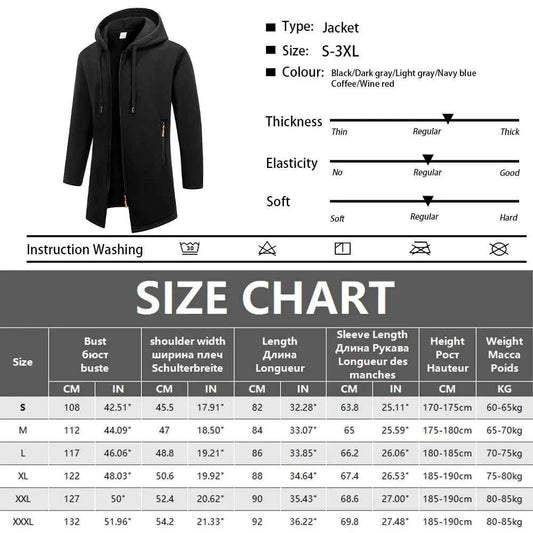 New Streetwear Men's Long Sleeve Sweatshirts for Men Zipper Hooded Oversize Winter Warm Jacket Coat Outdoor Tracksuit Men