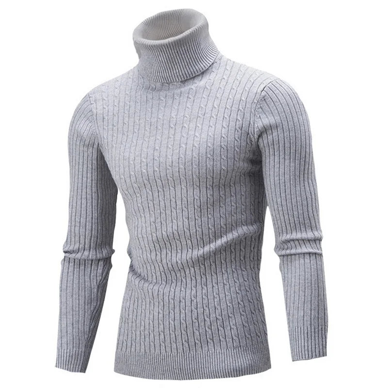 Autumn Winter Men's Warm Sweater Long Sleeve Turtleneck Sweater Retro Knitted Sweater Pullover Sweater GONZALES ONLINE SHOP