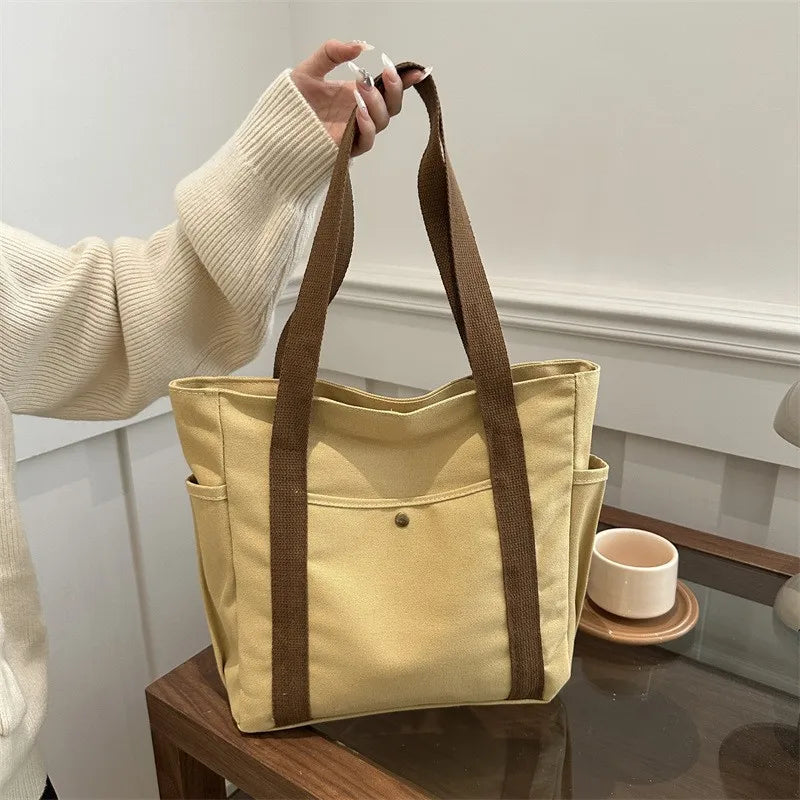 Large Capacity Tote Canvas Bag for Work Outgoing High Appearance Commuting Versatile Art Student Clothing Book Shoulder Bag Bag GONZALES ONLINE SHOP