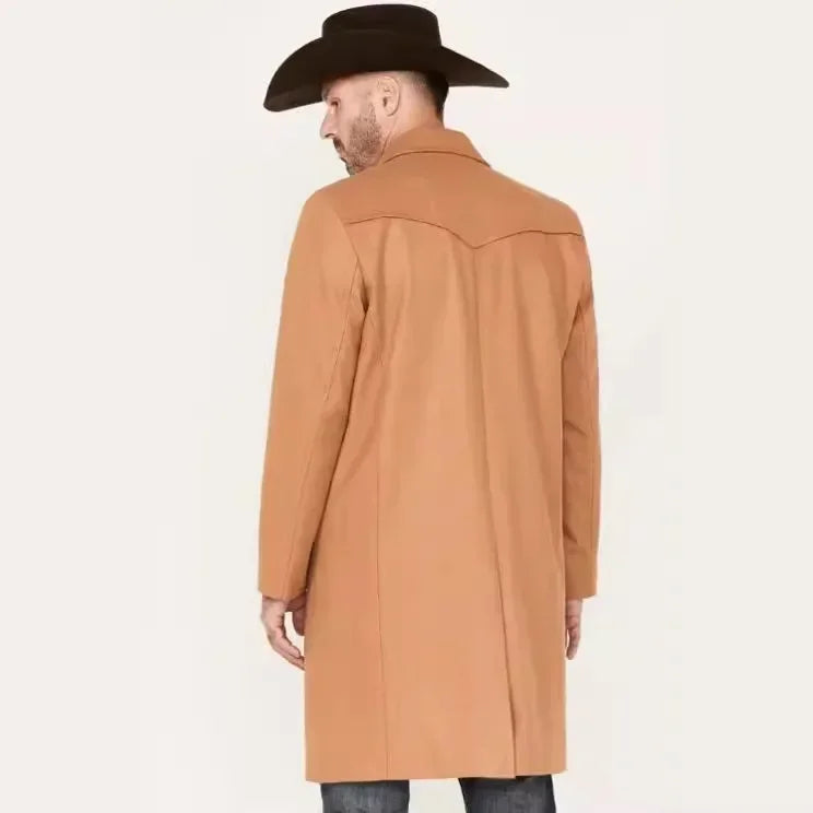 Men's Korean-style Fashionable Spliced Single-breasted Mid-long Business Overcoat of Woolen Coat in Autumn and Winter S-XXL GONZALES ONLINE SHOP