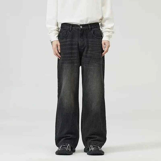 Black Jeans Men's Wide-leg Pants American Retro Washed Cleanfit Loose Straight 2025 Spring and Summer New