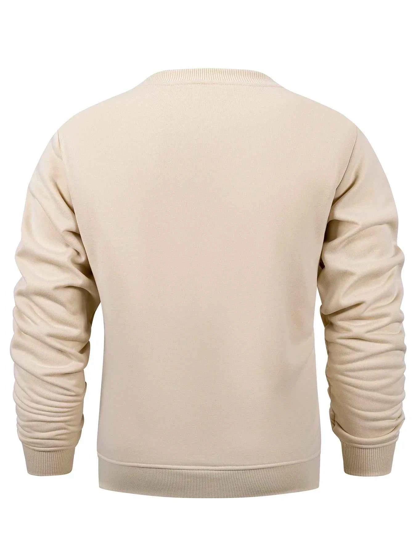 Men's Crew Neck Hoodies Autumn Winter Fleece Warm Casual Loose Pullover Solid Color Round Neck Sport Long Sleeved Sweatshirt