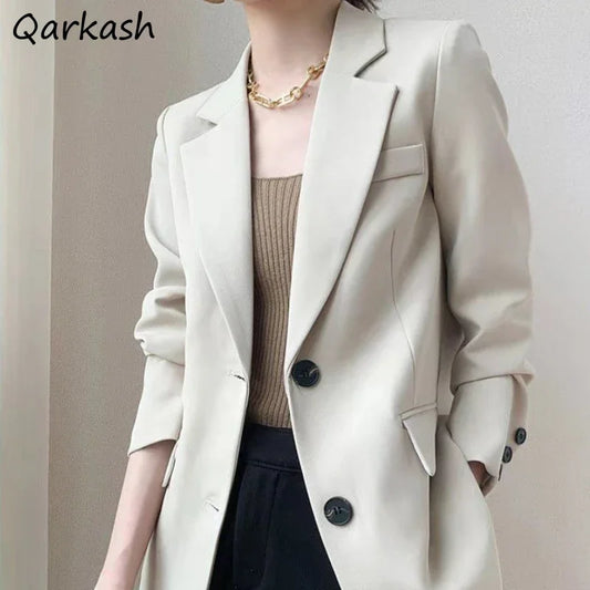 Blazers Women Autumn Coats Elegant Office Lady Simple Notched Ulzzang Chic All-match Loose Clothing Streetwear Mature Casual New GONZALES ONLINE SHOP