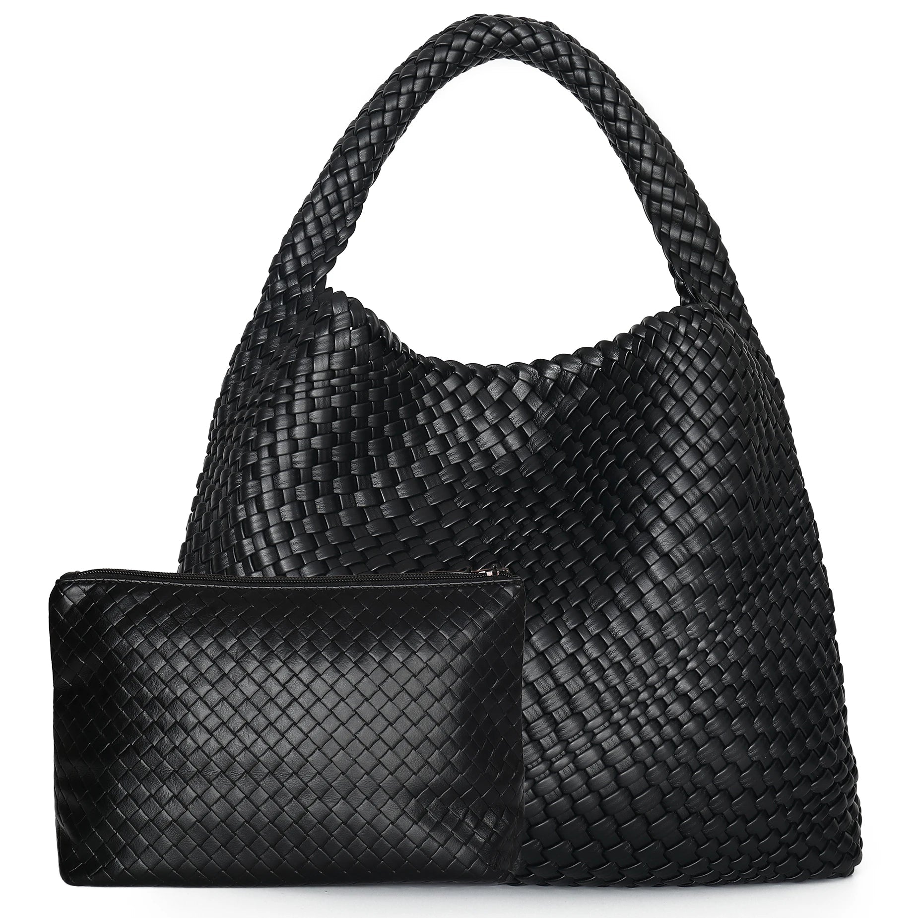 Woven Tote Bag for Women Large Woven Handbag Soft Leather Shoulder Bag Work Shopper Summer Beach Travel Tote Bag with Purse GONZALES ONLINE SHOP