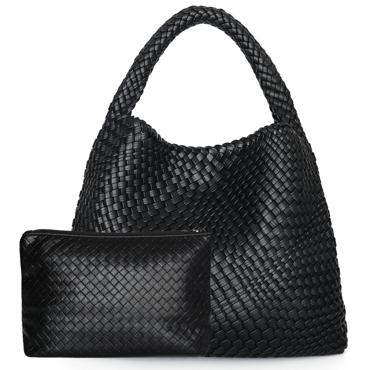 Woven Tote Bag for Women Large Woven Handbag Soft Leather Shoulder Bag Work Shopper Summer Beach Travel Tote Bag with Purse GONZALES ONLINE SHOP