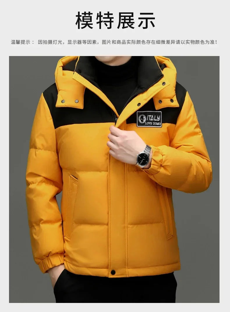 Winter New Down Jacket Men's Thick Warm White Duck Casual Coat Hooded Cold-proof Jack Clothing GONZALES ONLINE SHOP