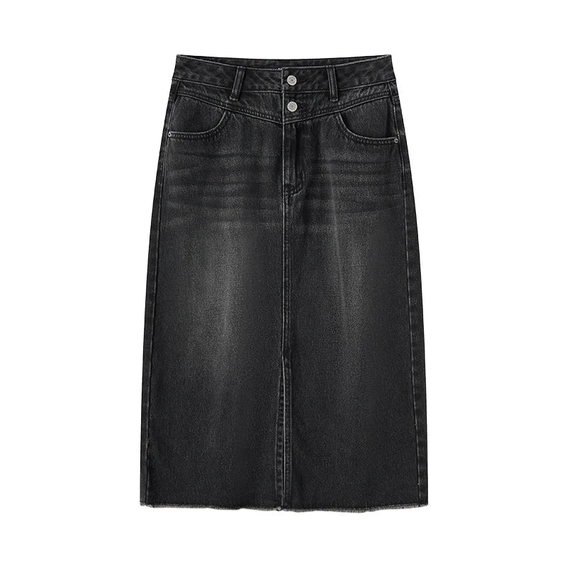 Semir Denim Skirt Women High-waisted Slit 2024 New Spring Straight Skirt GONZALES ONLINE SHOP