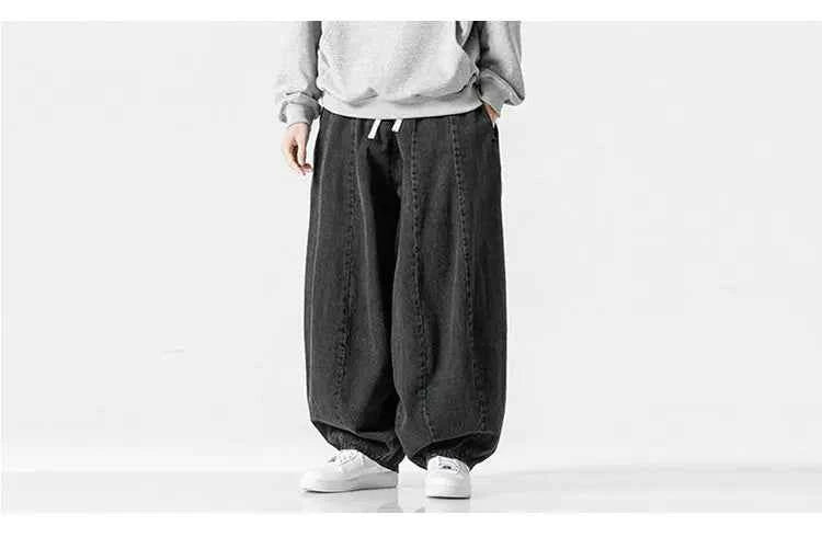 Men Harajuku Wide-leg Jeans Men Oversized Fashion Loose Cargo Denim Pants Male High Street Baggy Trousers Hip Hop Streetwear