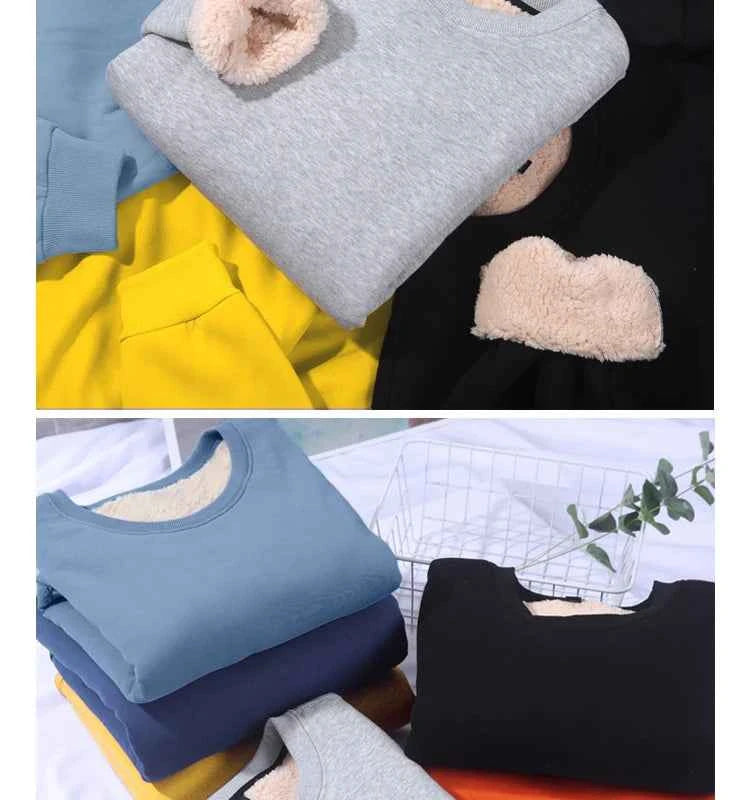 Lamb Velvet Hoodie Men's Thickened Fleece round Neck Casual Versatile Teenage Warm Top Lamb Velvet Jacket Winter Fashion