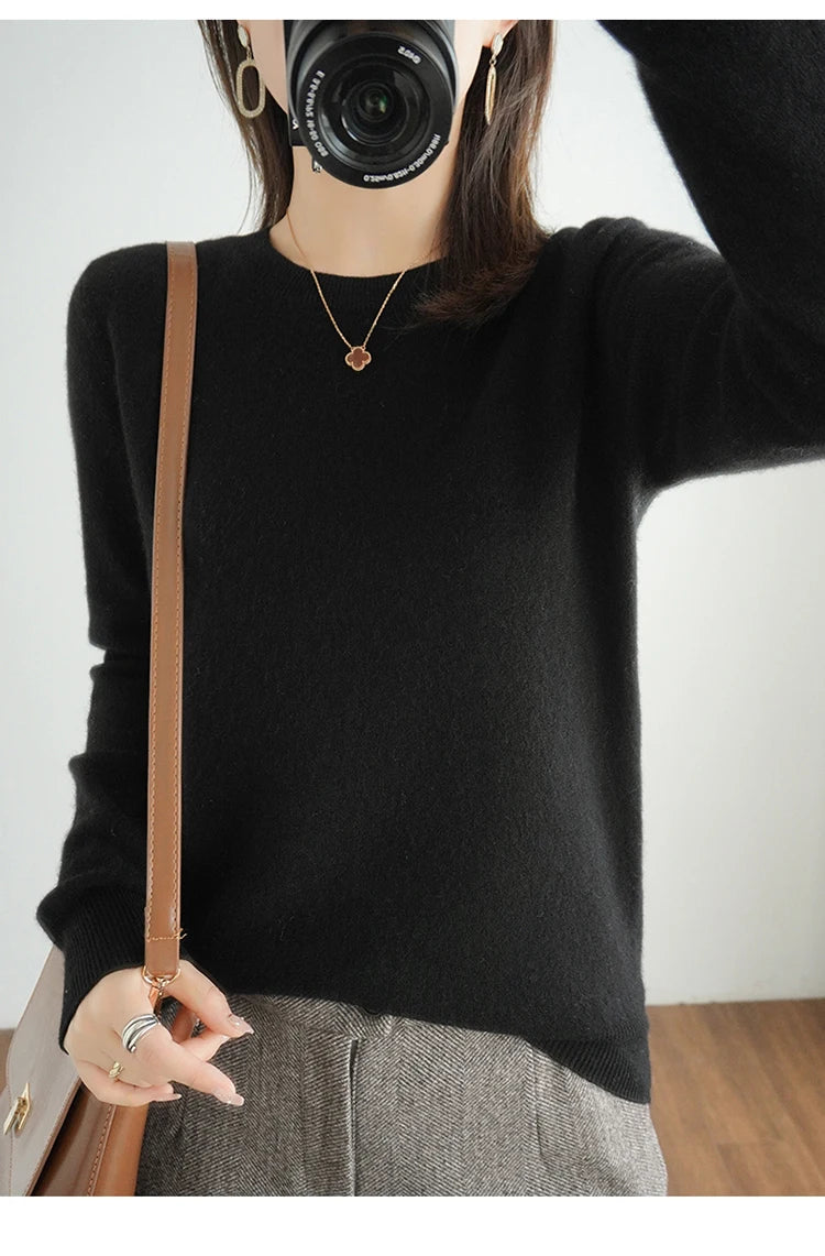 Autumn And Winter Cashmere Sweater Women's Crew Neck Pullover Casual Knitted Top Women's Short Undercoat Fashion 18 Colors GONZALES ONLINE SHOP