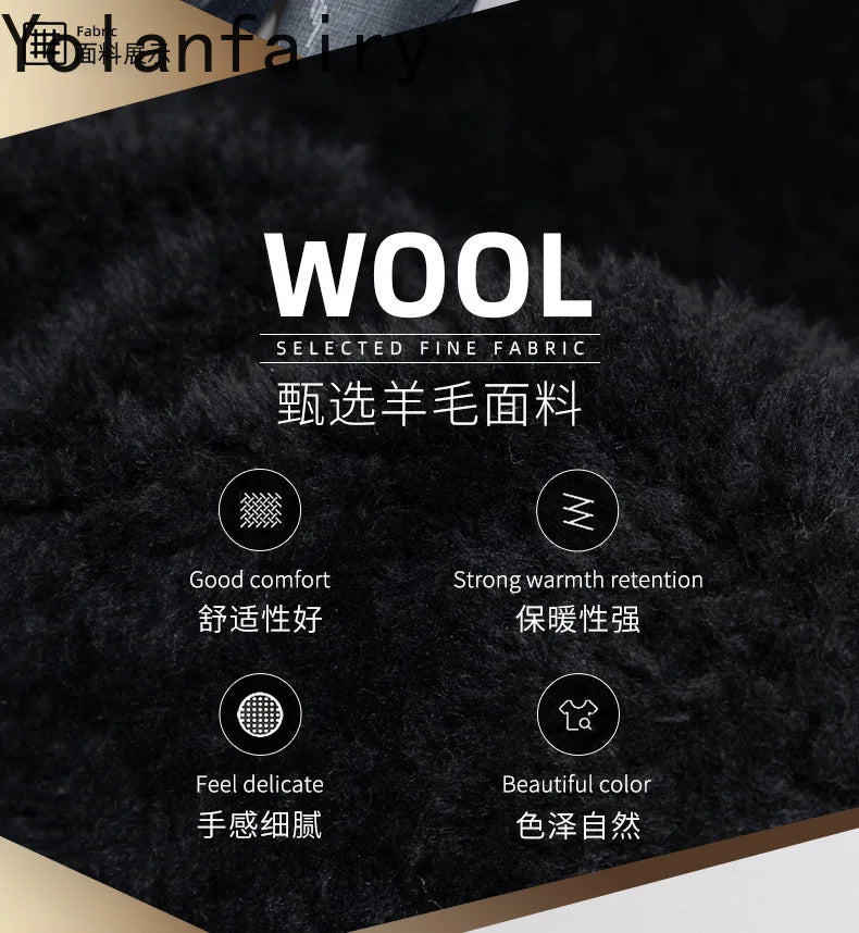 YOLANFAIRY Natural Wool Mens Real Fur Coat Winter Clothes Shearling Jackets for Men Cropped Leather Jacket Loose Fit Бомбер 2024 GONZALES ONLINE SHOP