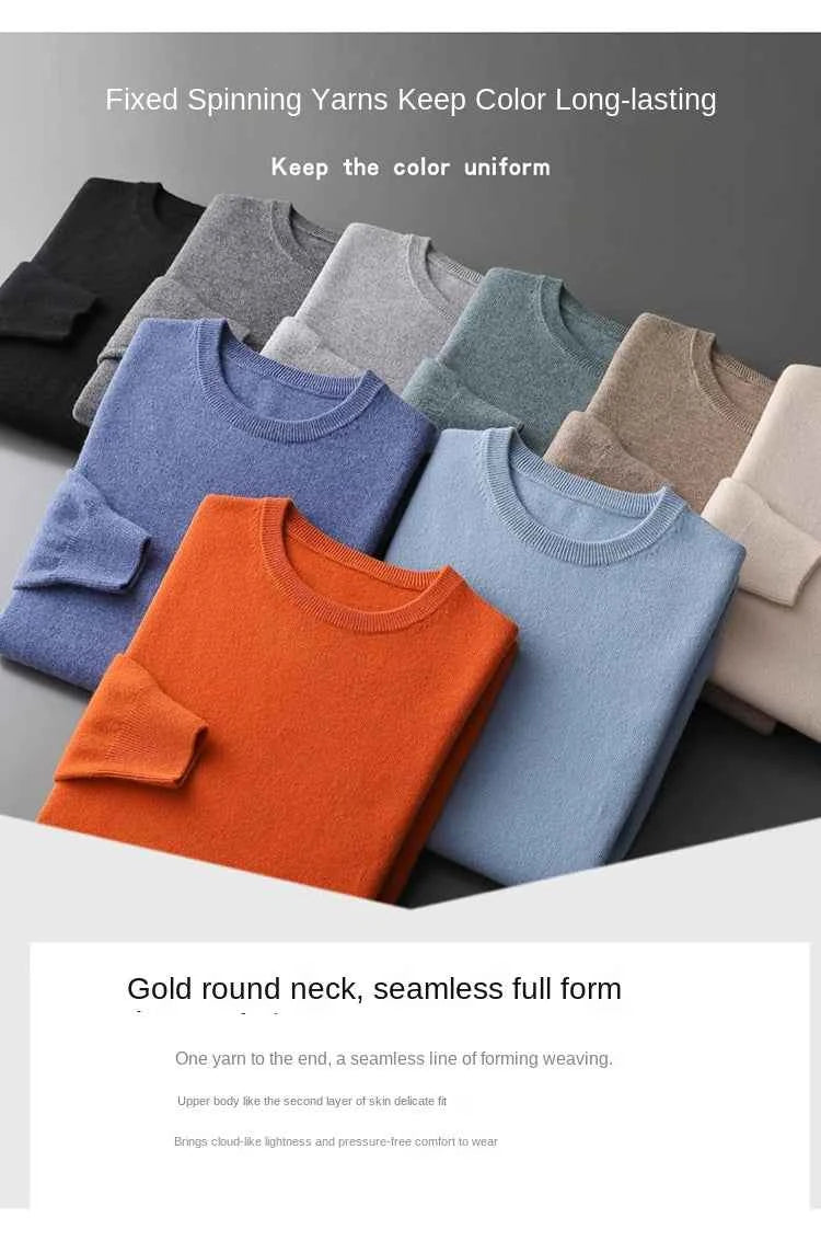 2025 Cashmere Sweater O-neck Pullovers Men's Loose Oversized M-3XL Knitted Bottom Shirt Autumn Winter New Korean Casual Men Top