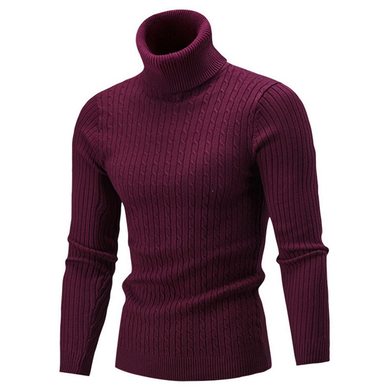 Autumn Winter Men's Warm Sweater Long Sleeve Turtleneck Sweater Retro Knitted Sweater Pullover Sweater GONZALES ONLINE SHOP