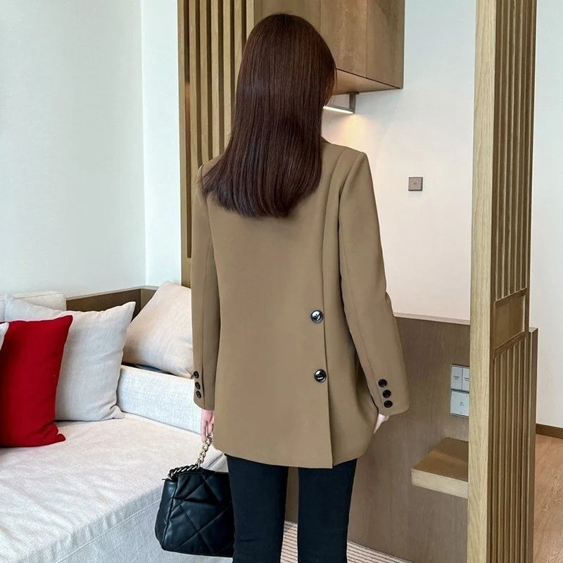 2024 Womens Blazers Autumn Winter Warm Blazer Suits Elegance Slim Suit Coat Office Lady Chic Blazers Jacket Ladies Outwear Tops GONZALES ONLINE SHOP