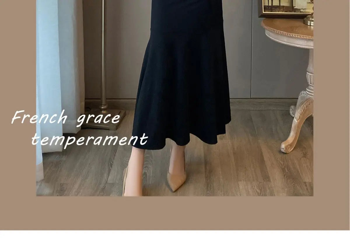 2024 Autumn New Women's Clothing Matching Sets French Graceful Slim Coat Black Mermaid Dress Suit Lady Jacket Dresses Outfits GONZALES ONLINE SHOP