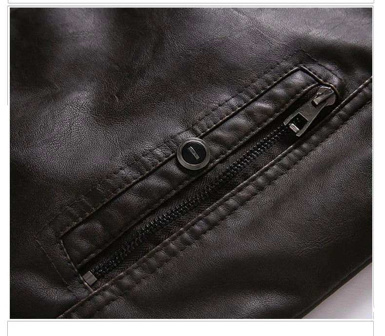 MaiDangDi Winter Men's Washed Leather Jacket European and American Casual Thickened Men's Coat Men's Thick Leather Jacket GONZALES ONLINE SHOP