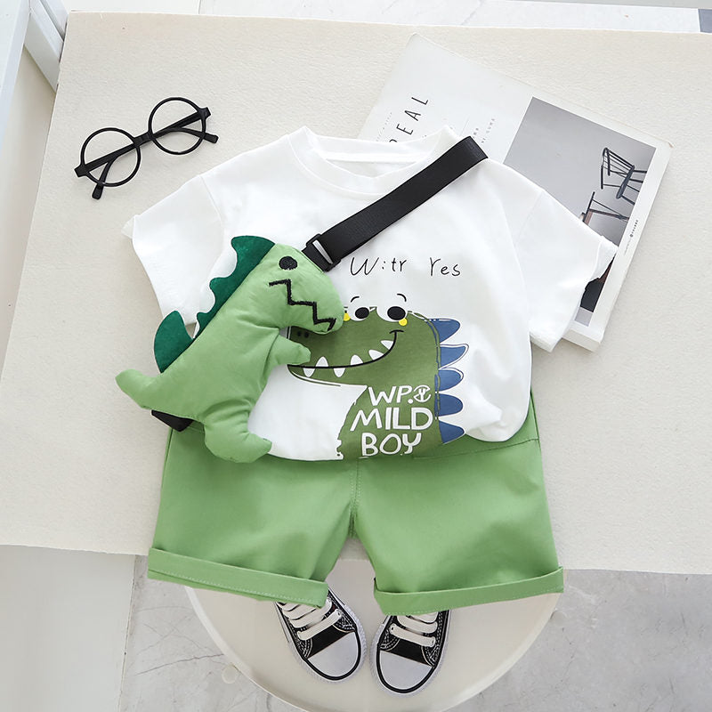 Summer Casual Newborn Baby Boys Toddler Big Dinosaure Short Sleeve Tops Pants 2Pcs/set Cotton Kids Outfits Clothing GONZALES ONLINE SHOP