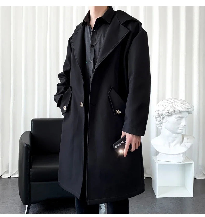 Long Mens Trench Coat British Style Overcoat Outwear Windbreakers S-3XL GONZALES ONLINE SHOP