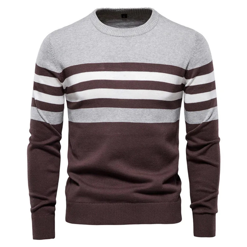 Men Sweaters Pullovers Male Striped Style Cotton O neck Sweater Shirts Jumpers Autumn Male Knitwear Plus Size 3XL 4XL Sweatshirt GONZALES ONLINE SHOP