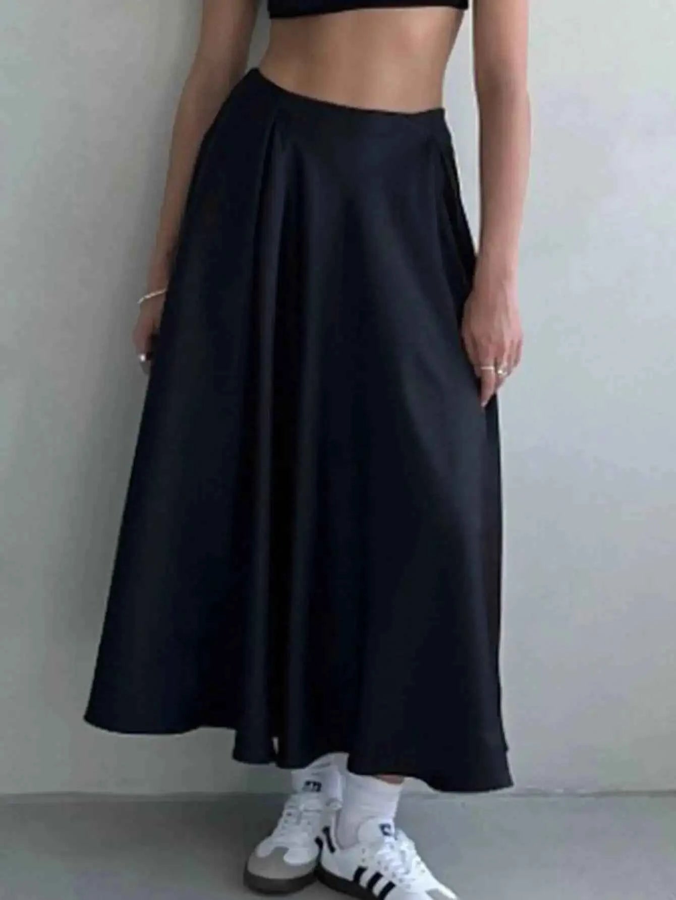 Sexy fashion maxi satin skirt women summer high waist long skirts elegant black white party skirt for woman clothing streetwear