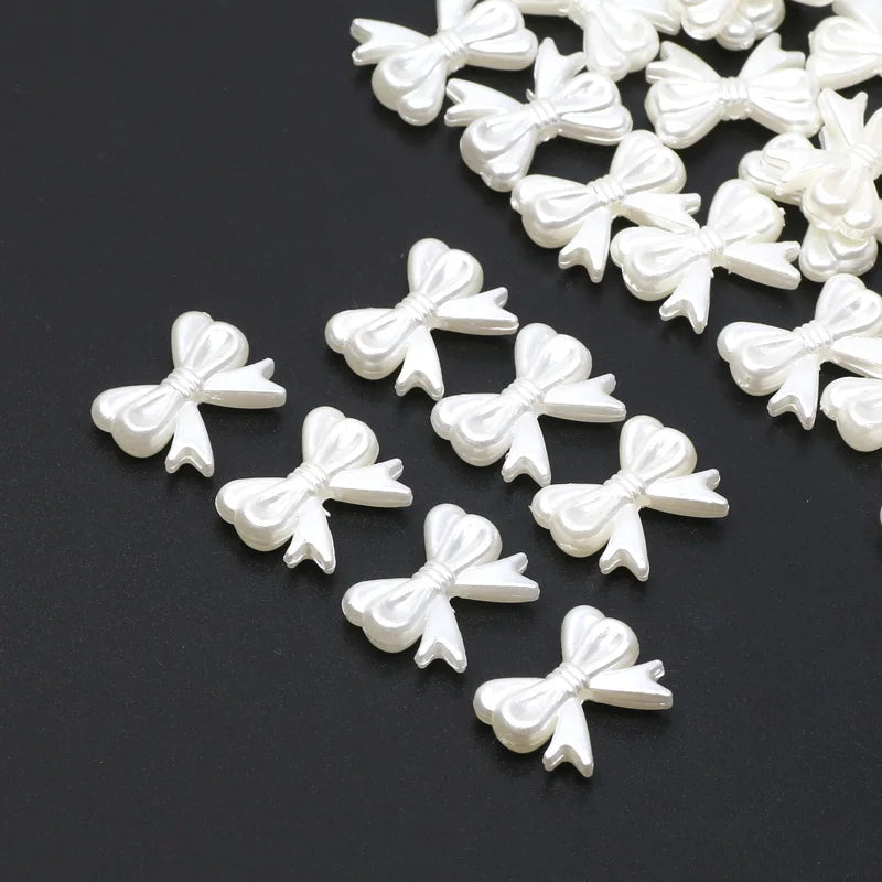 10-100PCS Acrylic Material Imitation Pearl Bow Leaf Shape Beads For DIY Necklaces Jewelry Making Pacifier Clip Spacers GONZALES ONLINE SHOP