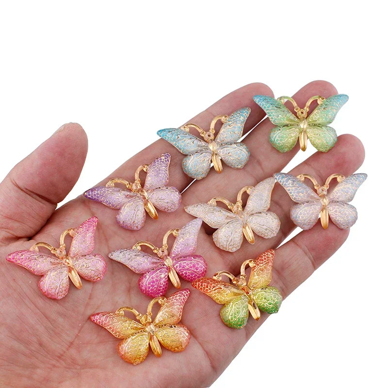 10PCS Butterfly Resin Charms Animal Drop Pendants Charms for Keychain Bracelet Jewelry Making Supplies Diy Hair Jewelry Flatback GONZALES ONLINE SHOP