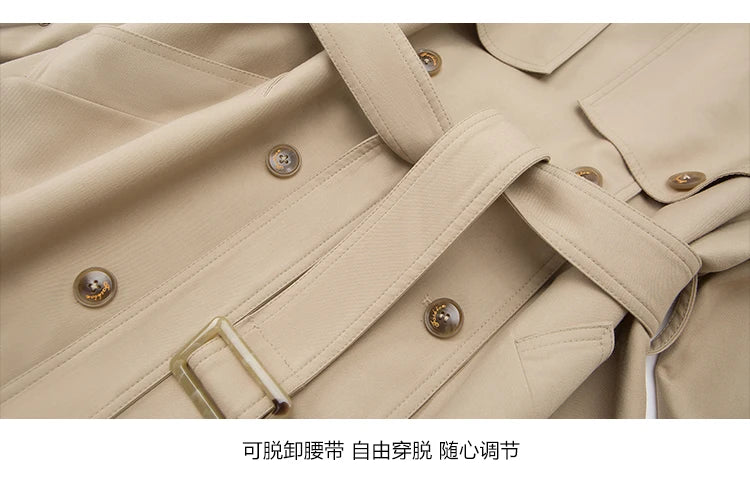 Autumn Winter Khaki Long Trench Coat for Women 2024 Jacket Elegant Outerwear Turn-down Collar Tie Belt Korean Chic Windbreaker GONZALES ONLINE SHOP