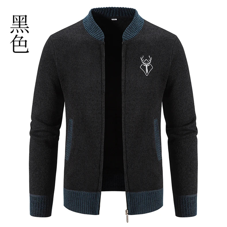 Mens Cardigan Sweater 2024 Autumn Winter Thick Warm Zipper Slim Fit Knitted Jacket Male Fleece Sweater Coat Jacket Men Clothing GONZALES ONLINE SHOP