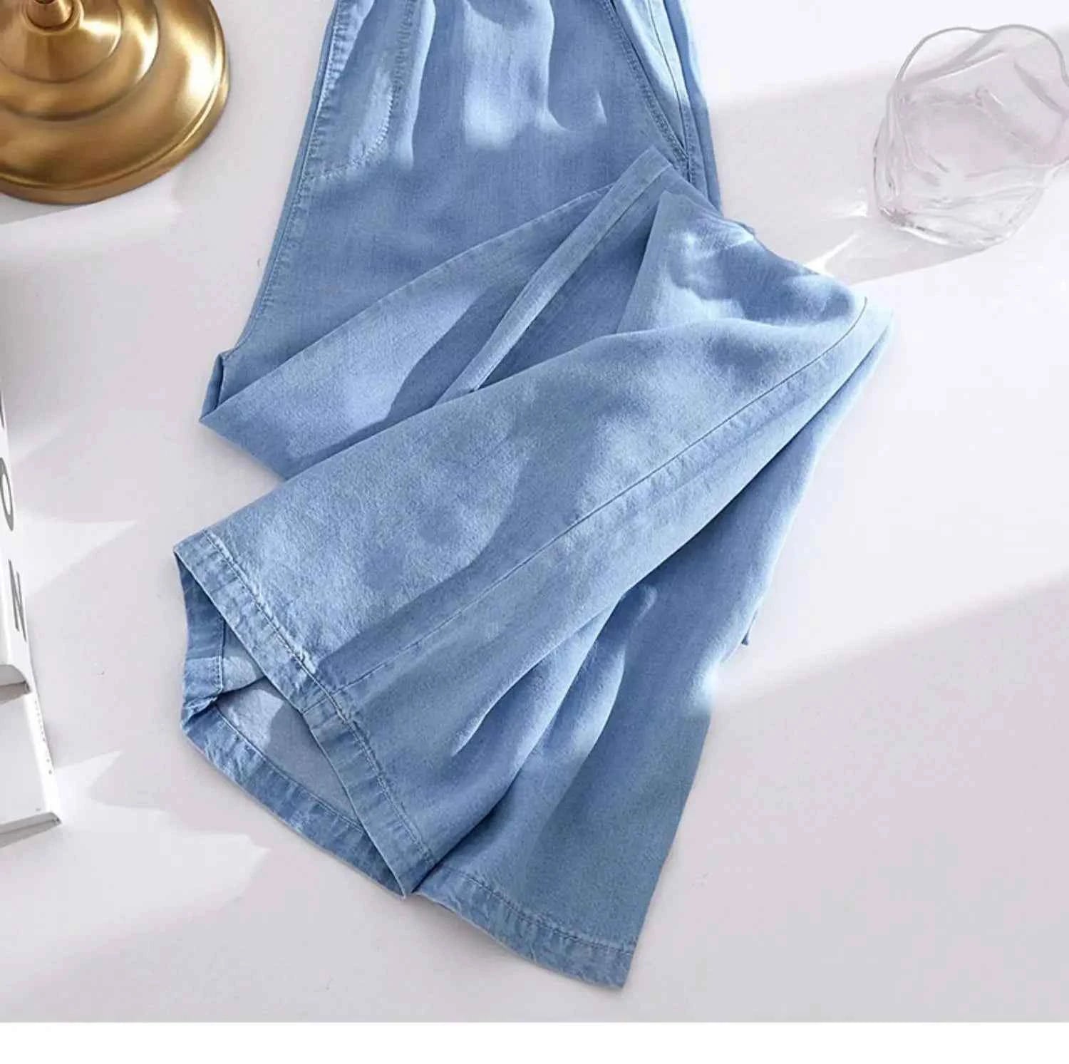 High Waist Straight Leg Denim Jeans Ice Silk Yoga jeans Summer Thin Wide Leg Pants Women's Fashion Comfortable Fit Jeans