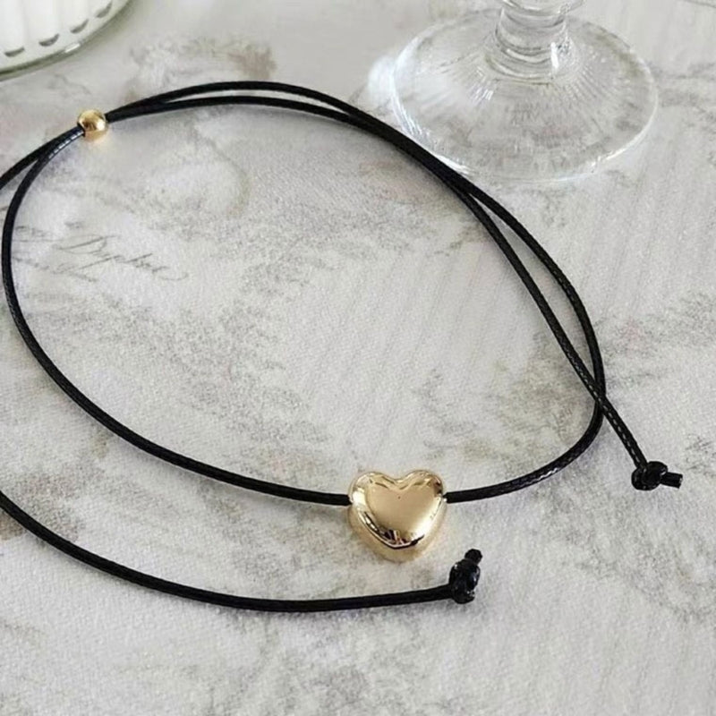 Love Heart Pendant Collar Necklace Short Black Rope Choker Necklace Fashion Jewelry Neck Clavicle Chain Necklace  Dropship GONZALES ONLINE SHOP