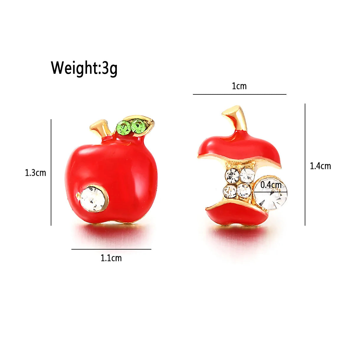 Cute Apples Earrings Women Red Green Asymmetric Rhinestone Apple Shaped Earrings Creative Crystal Women Gift Ear Accessories GONZALES ONLINE SHOP