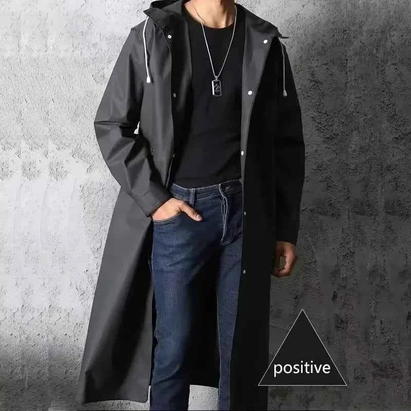 Imperméable Long Unisexe Adulte – Manteau de Pluie Épais à Capuche pour Randonnée & Plein Air