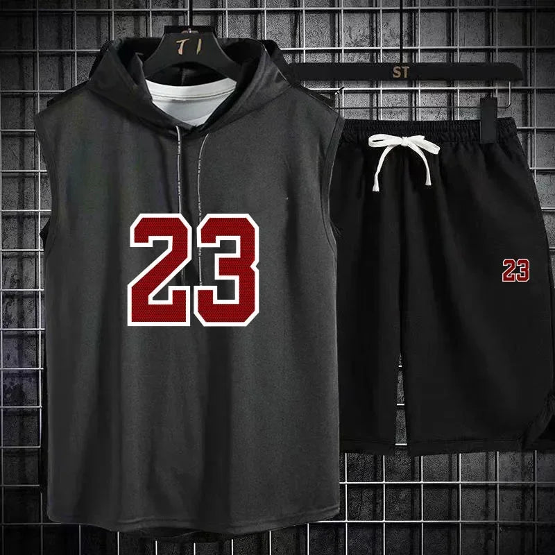 New Summer Men's Two Piece Set Casual T-Shirt and Shorts Set Men Women Sports Suit Fashion Short Sleeve Tracksuit Hooded T-shirt GONZALES ONLINE SHOP